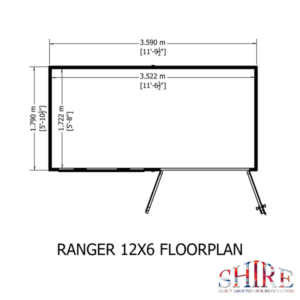Shire Ranger 12x6 Double Door Premium Pent interlock Shiplap Shed - Best Shed