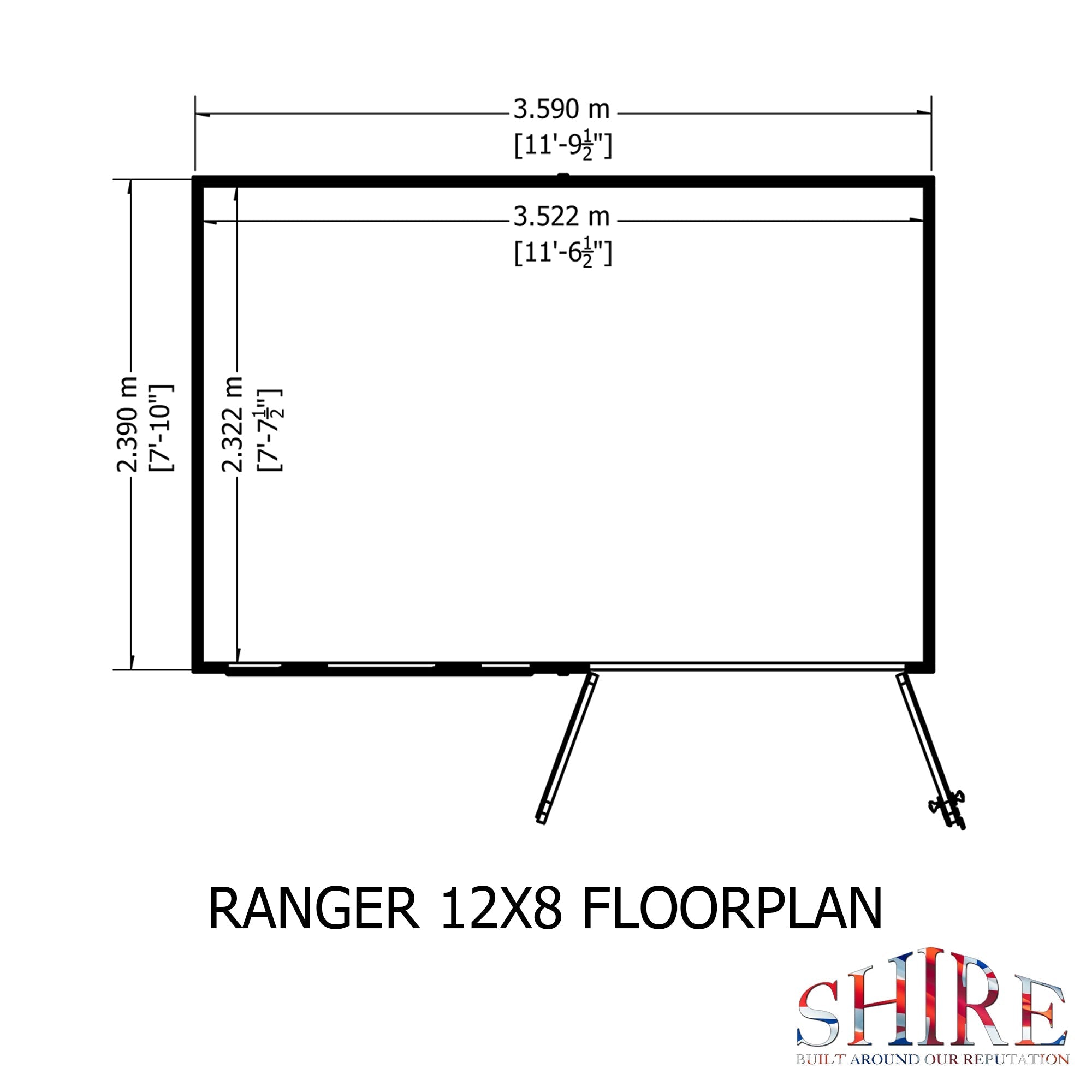 Shire Ranger 12x8 Double Door Premium Pent interlock Shiplap Shed - Best Shed