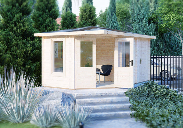 Shire Rita 10x14 Log Cabin Corner Office and shed mulitroom 44mm cladding - Best Shed