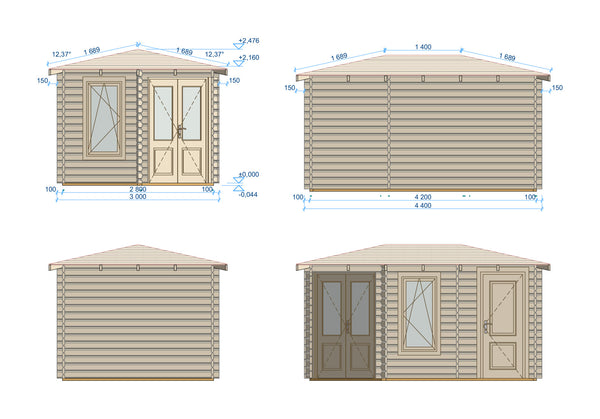 Shire Rita 10x14 Log Cabin Corner Office and shed mulitroom 44mm cladding - Best Shed