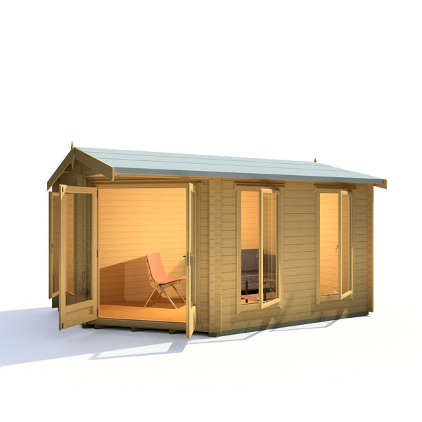 Shire 10x14 Rivington Corner log cabin 28mm logs - Best Shed