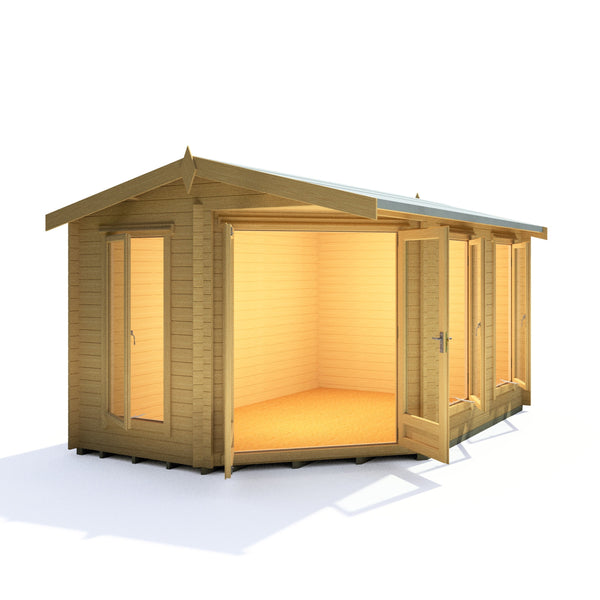 Shire 10x14 Rivington Corner log cabin 28mm logs - Best Shed