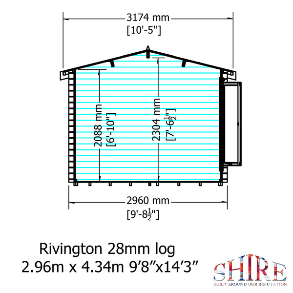 Shire 10x14 Rivington Corner log cabin 28mm logs - Best Shed