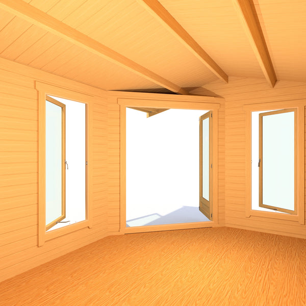 Shire 10x14 Rivington Corner log cabin 28mm logs - Best Shed