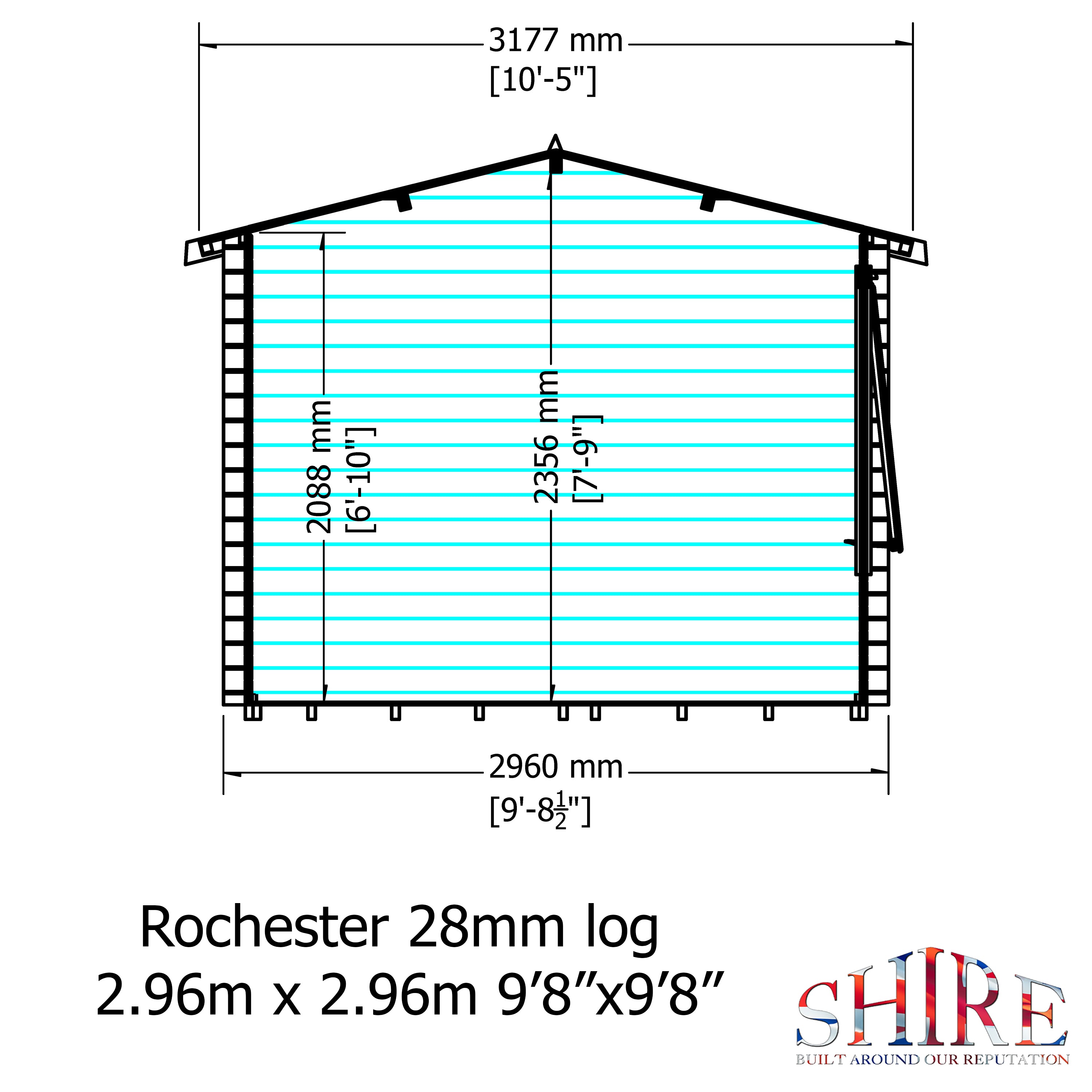 Shire 10x10 Rochester log cabin 28mm logs - Best Shed