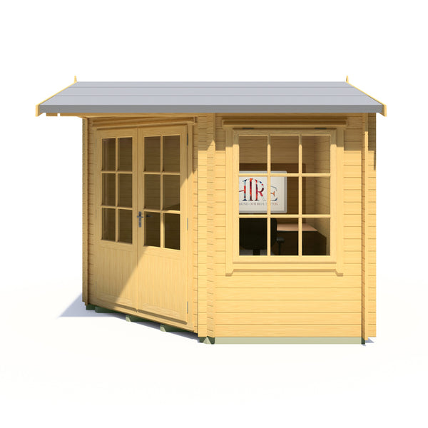 Shire 10x10 Rochester corner log cabin 28mm log cladding double doors