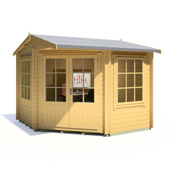 Shire 10x10 Rochester corner log cabin 28mm log cladding double doors