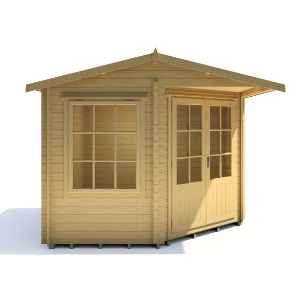 Shire 10x10 Rochester corner log cabin 28mm log cladding double doors