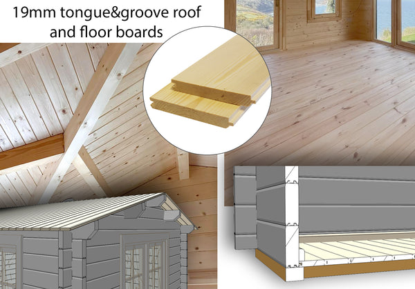 Shire Lukne 9x9 Corner log Cabin 44mm Cladding