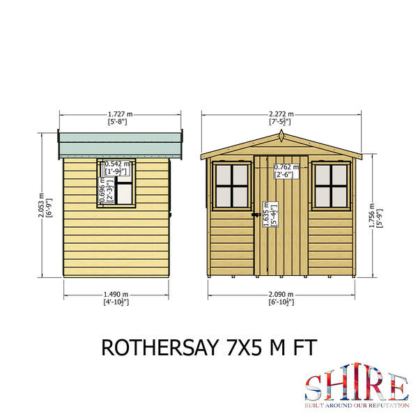 Rothesay 7x5 Garden Shed 12mm Shiplap T&G