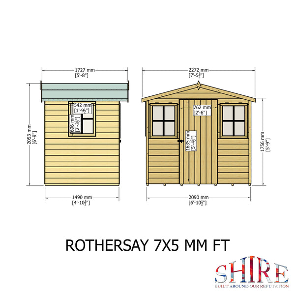 Rothesay 7x5 Garden Shed 12mm Shiplap T&G