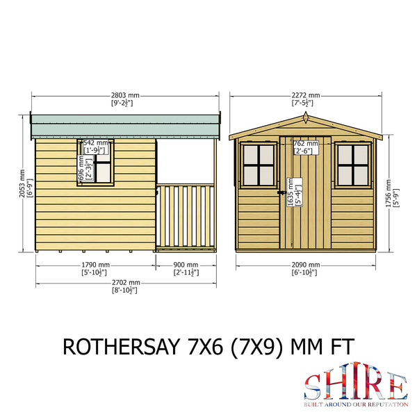 Rothesay 7x9 Garden Shed with Veranda 12mm Shiplap T&G