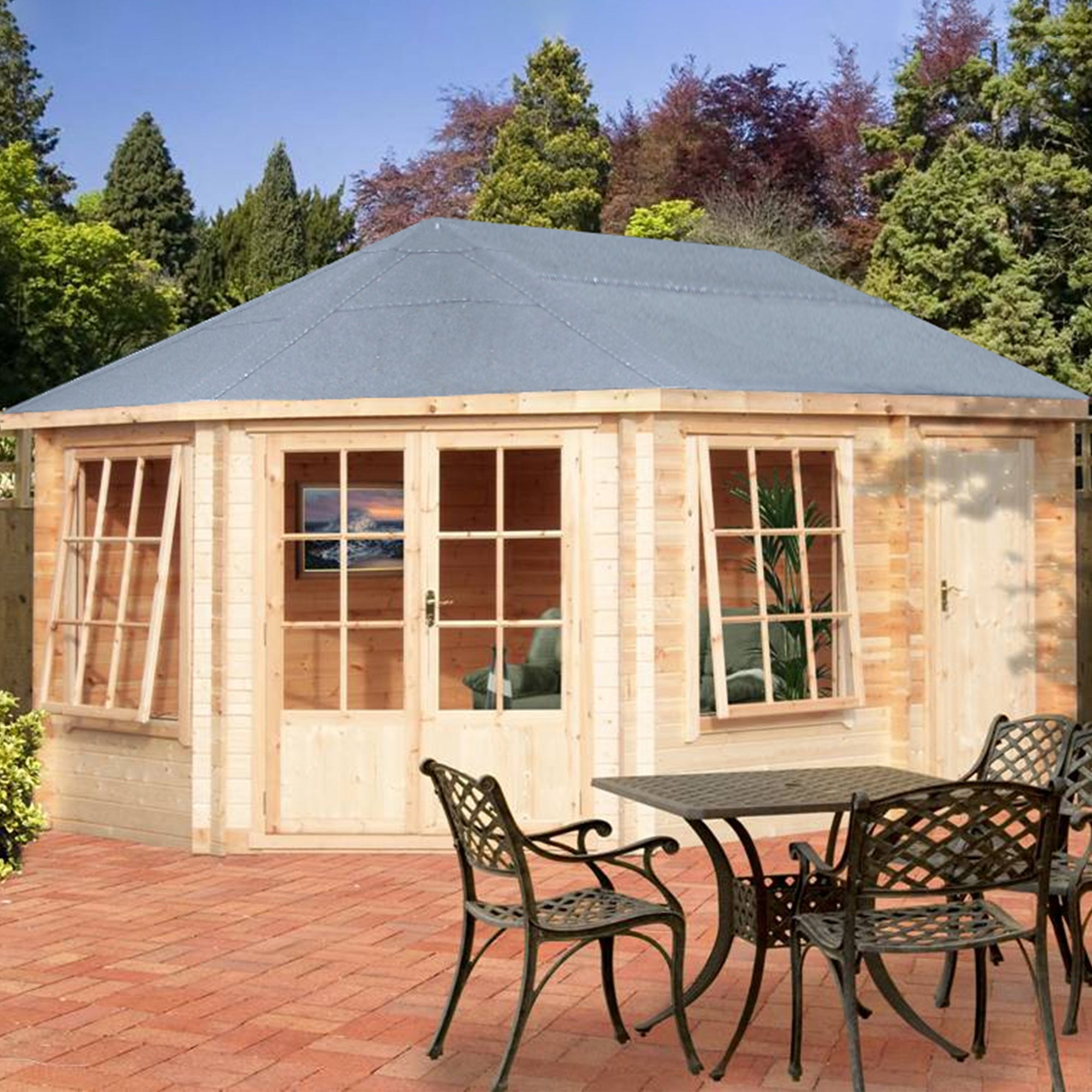 Shire Leygrove Corner Log Cabin 28mm interlock cladding - Best Shed