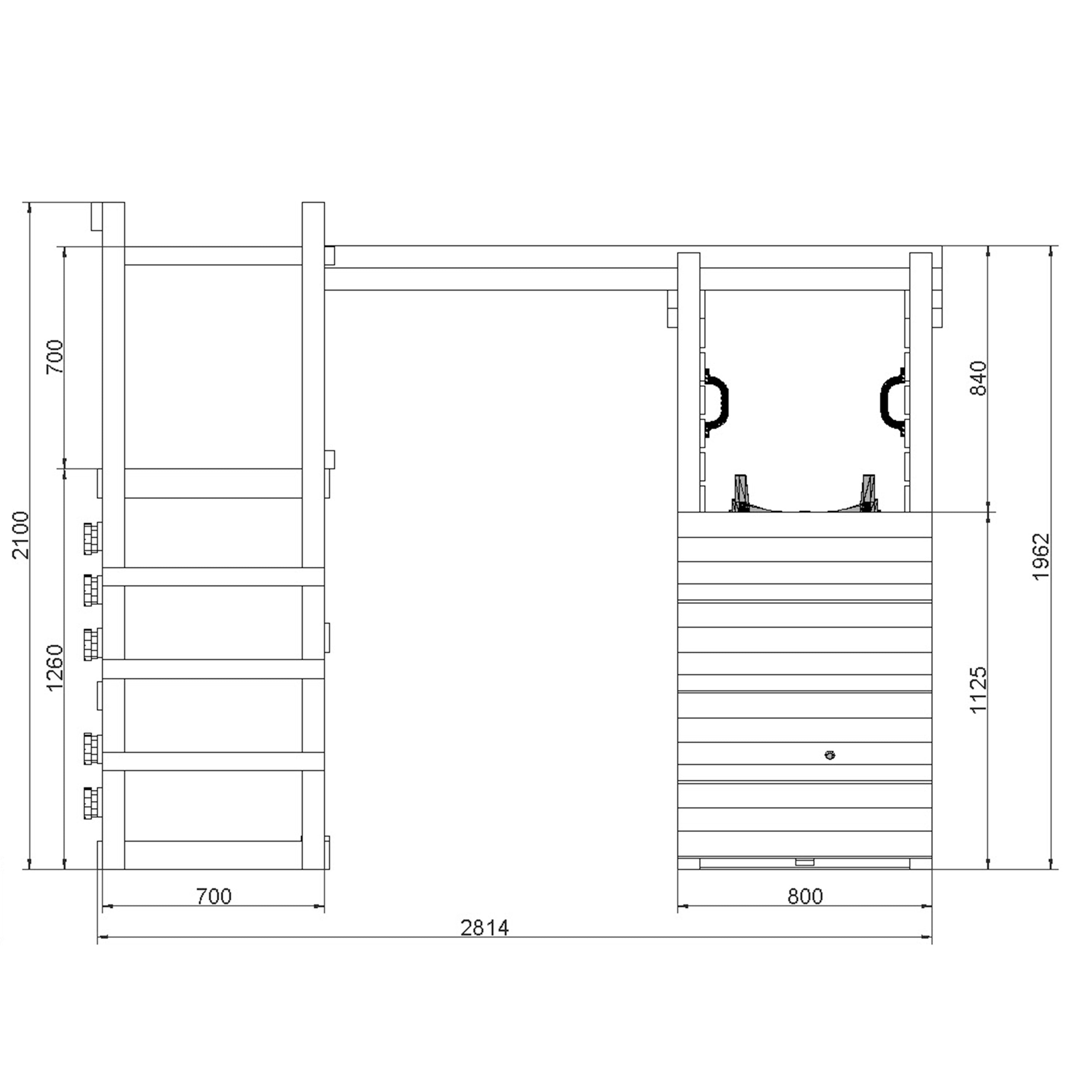 Climber Climbing Frame with swing rope ladder and climbing wall - Best Shed