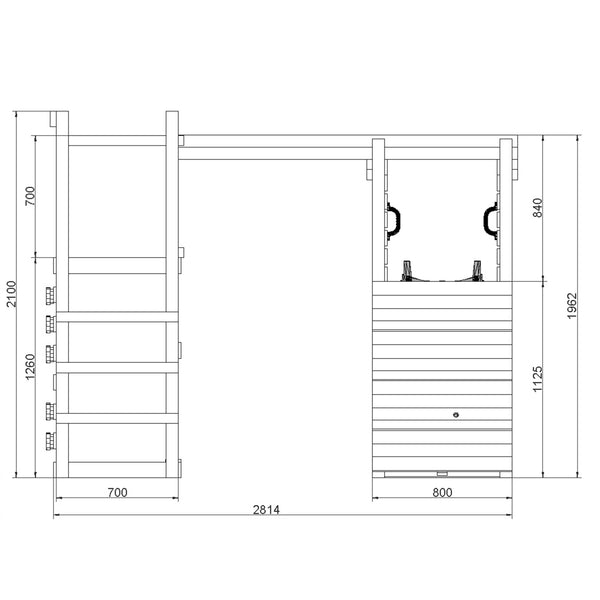 Climber Climbing Frame with swing rope ladder and climbing wall - Best Shed