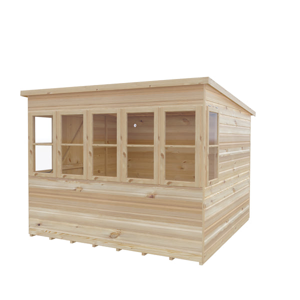 8x8 Sun Pent Potting Shed Style A Single Door 12mm Shiplap