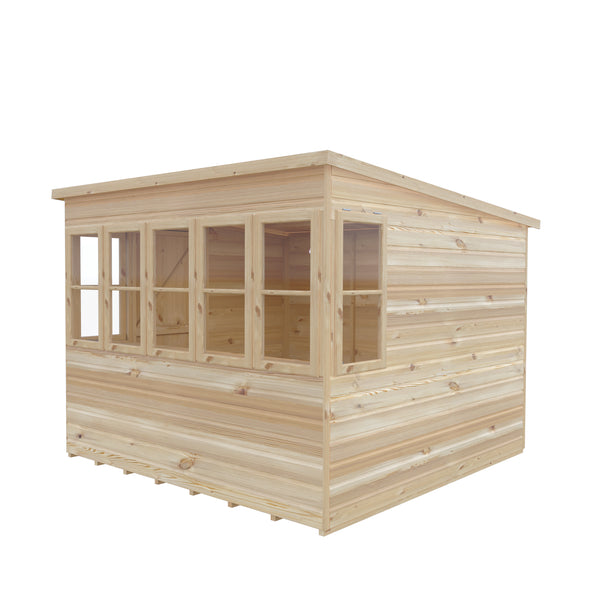 8x8 Sun Pent Potting Shed Style A Single Door 12mm Shiplap