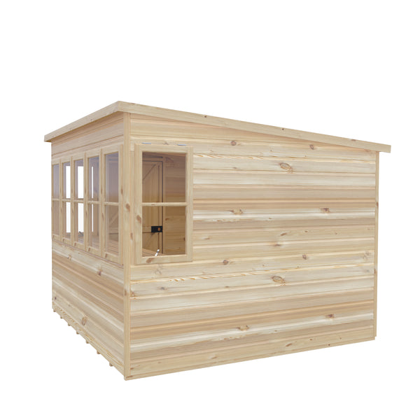8x8 Sun Pent Potting Shed Style A Single Door 12mm Shiplap