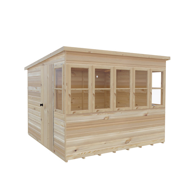 8x8 Sun Pent Potting Shed Style A Single Door 12mm Shiplap