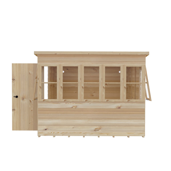 8x8 Sun Pent Potting Shed Style A Single Door 12mm Shiplap