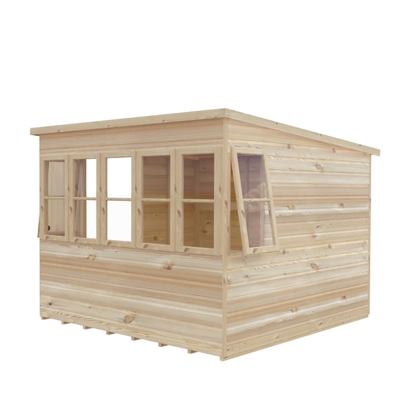 8x8 Sun Pent Potting Shed Style A Single Door 12mm Shiplap