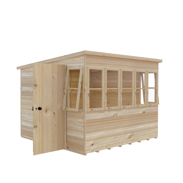 8x8 Sun Pent Potting Shed Style A Single Door 12mm Shiplap