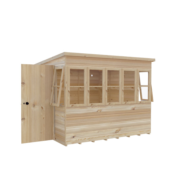 8x8 Sun Pent Potting Shed Style A Single Door 12mm Shiplap