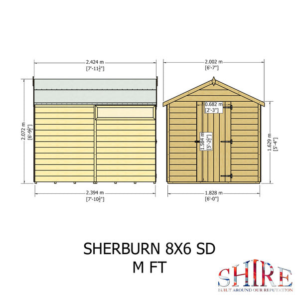 Shire 8x6 single door apex shed 12mm shiplap interlock cladding