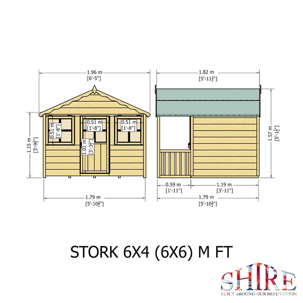 Shire Stork 6x4 Childrens Playhouse with 12mm Shiplap cladding - Best Shed
