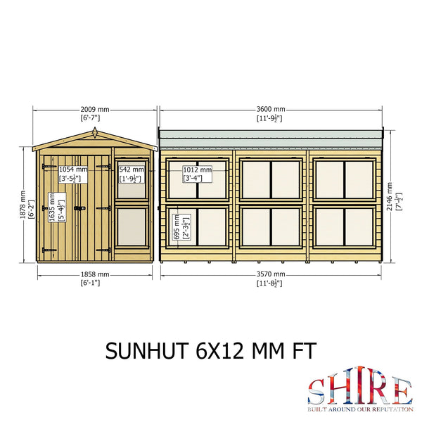Shire Sun Hut 6x12 Potting Shed 12mm Shiplap - Best Shed