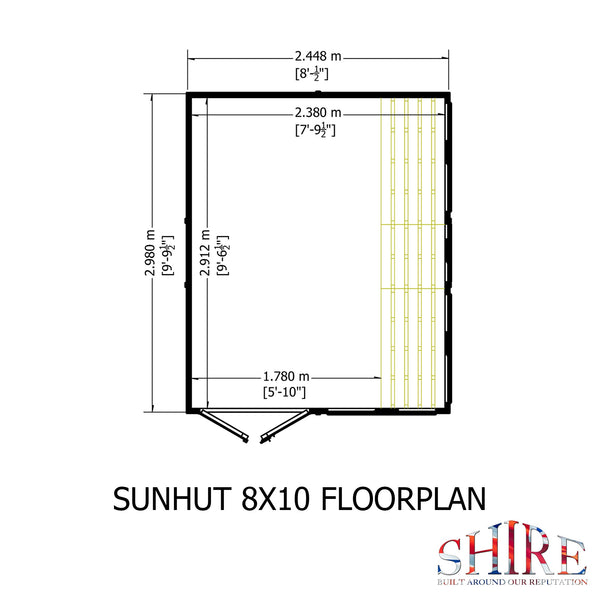 8x10 Sunhut Potting Shed with double doors - Best Shed