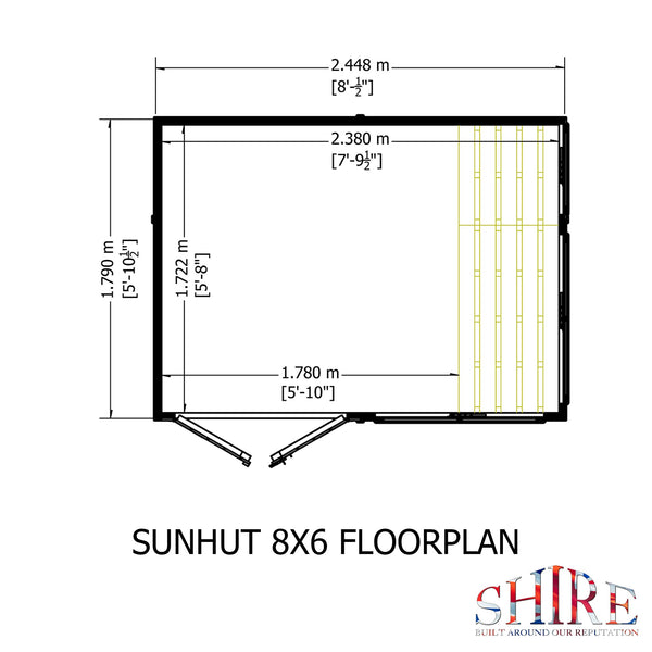 8x6 Sunhut Potting Shed with double doors - Best Shed