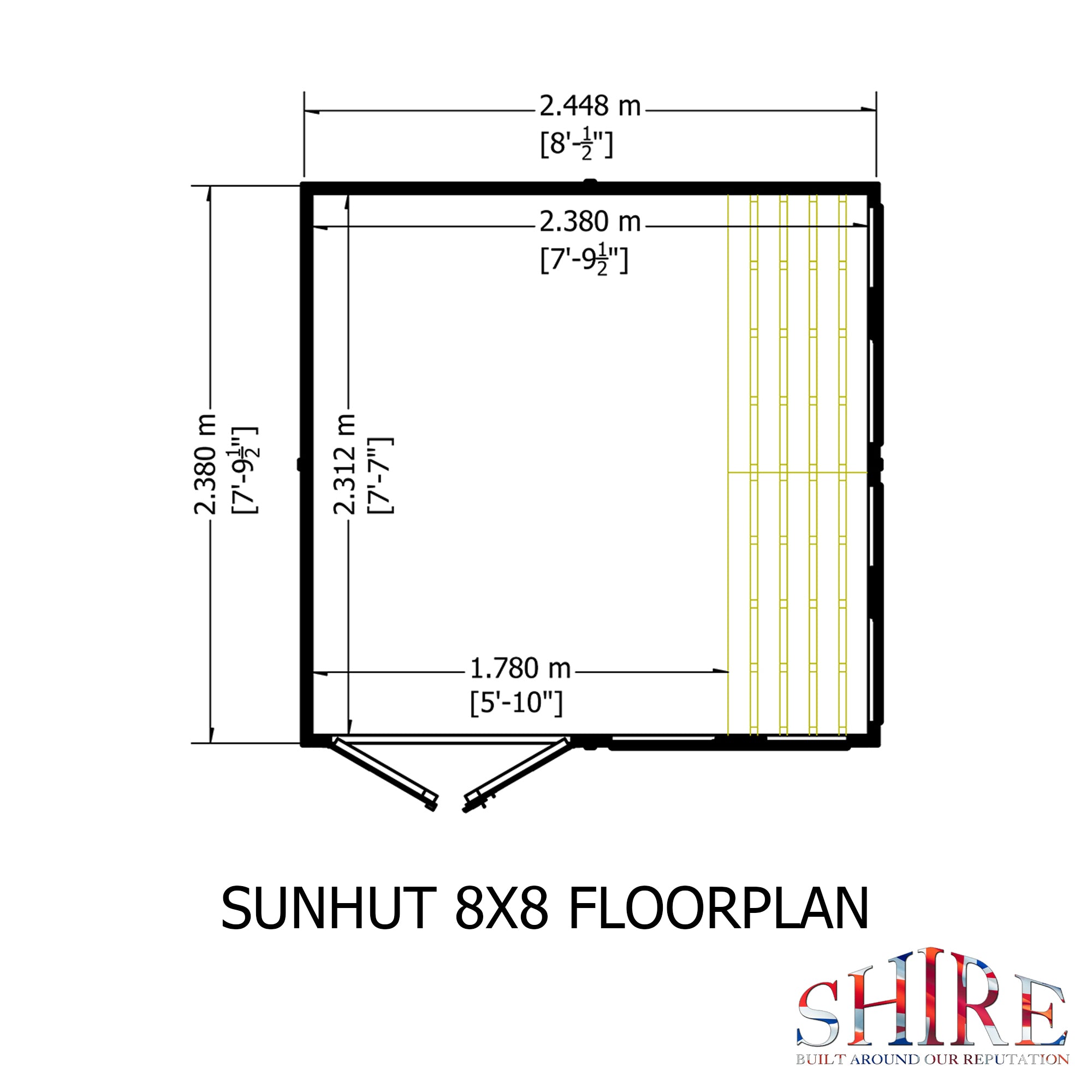 8x8 Sunhut Potting Shed with double doors - Best Shed