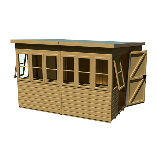 Sun Pent Potting Shed 10x10 Single Door 12mm Shiplap