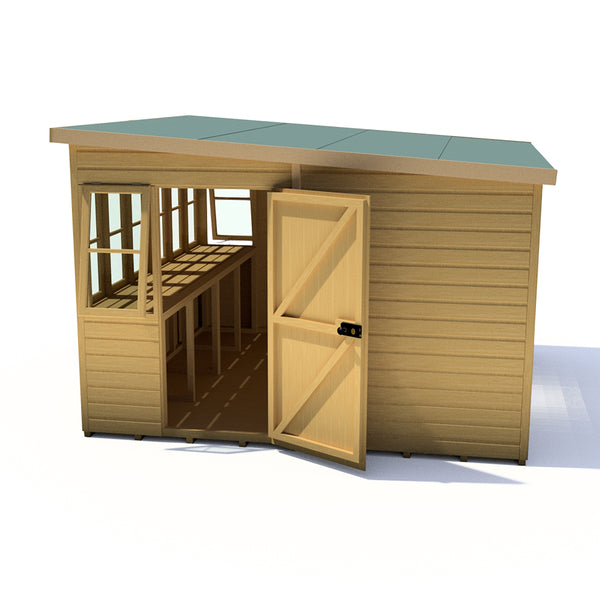 Sun Pent Potting Shed 10x10 Single Door 12mm Shiplap