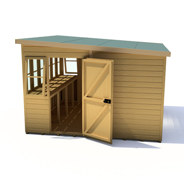 Sun Pent Potting Shed 10x10 Single Door 12mm Shiplap