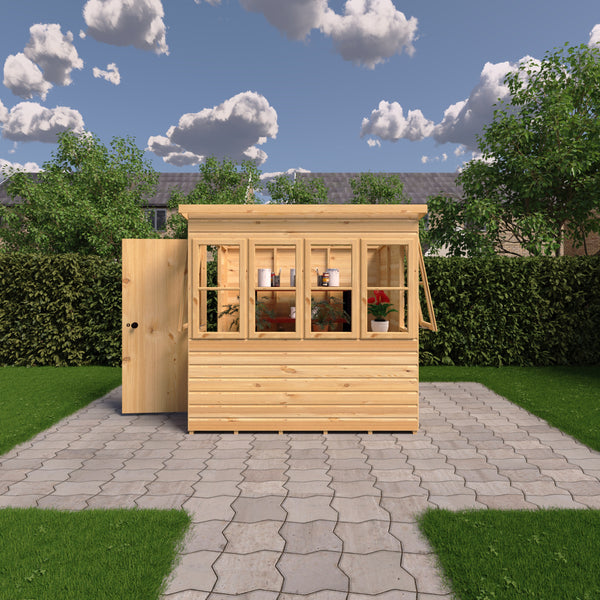 6x6 Sun Pent Potting Shed Style A 6x6 Single Door 12mm Shiplap