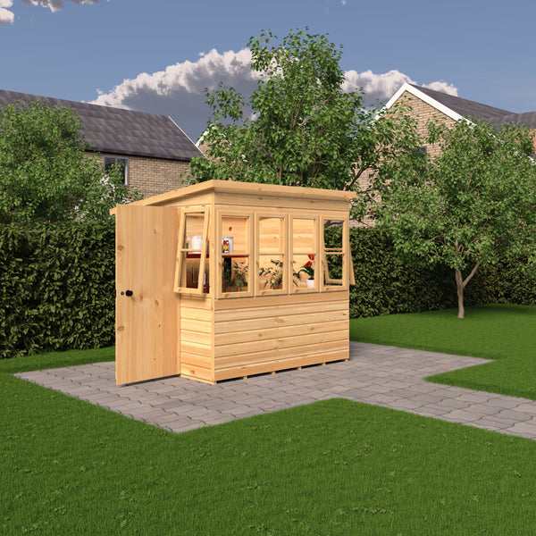 6x6 Sun Pent Potting Shed Style A 6x6 Single Door 12mm Shiplap