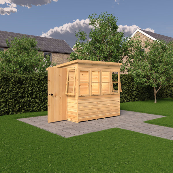 6x6 Sun Pent Potting Shed Style A 6x6 Single Door 12mm Shiplap