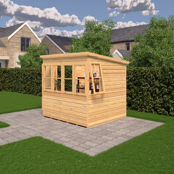 6x6 Sun Pent Potting Shed Style A 6x6 Single Door 12mm Shiplap
