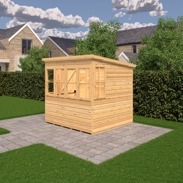 6x6 Sun Pent Potting Shed Style A 6x6 Single Door 12mm Shiplap
