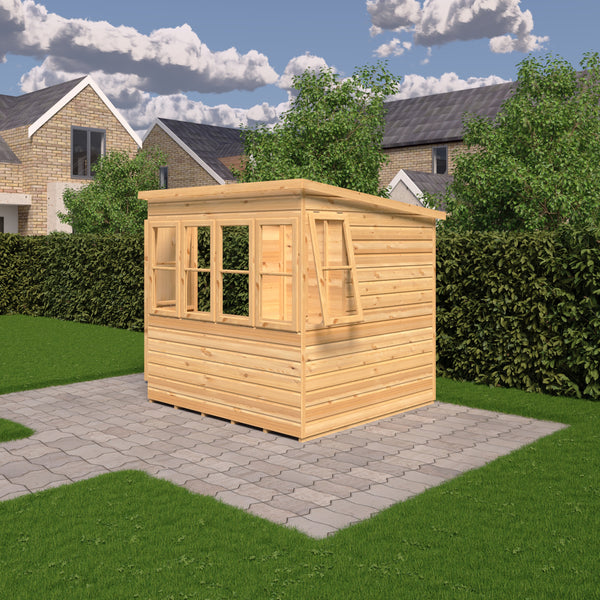 6x6 Sun Pent Potting Shed Style A 6x6 Single Door 12mm Shiplap