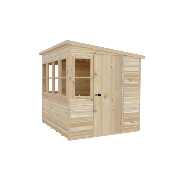 6x6 Sun Pent Potting Shed Style B Single Door 12mm Shiplap