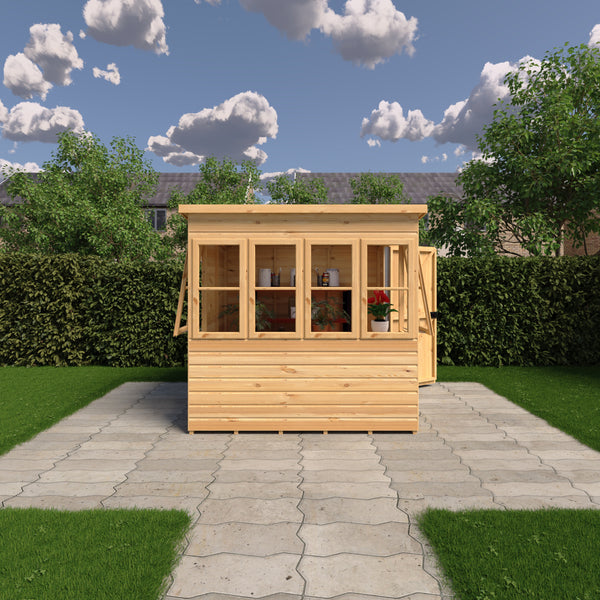 6x6 Sun Pent Potting Shed Style B Single Door 12mm Shiplap