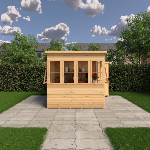 6x6 Sun Pent Potting Shed Style B Single Door 12mm Shiplap