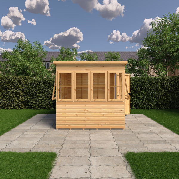 6x6 Sun Pent Potting Shed Style B Single Door 12mm Shiplap