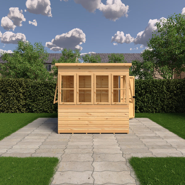 6x6 Sun Pent Potting Shed Style B Single Door 12mm Shiplap