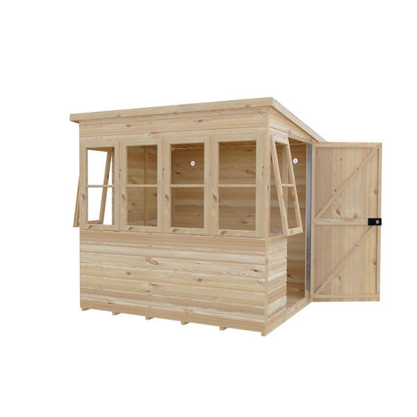 6x6 Sun Pent Potting Shed Style B Single Door 12mm Shiplap