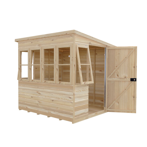 6x6 Sun Pent Potting Shed Style B Single Door 12mm Shiplap