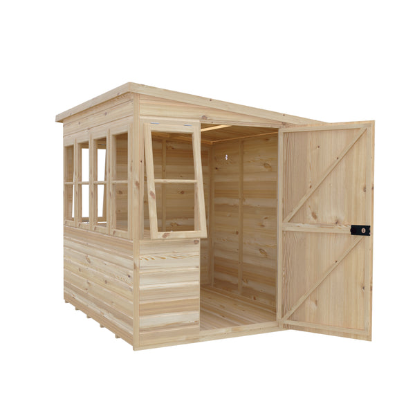 6x6 Sun Pent Potting Shed Style B Single Door 12mm Shiplap